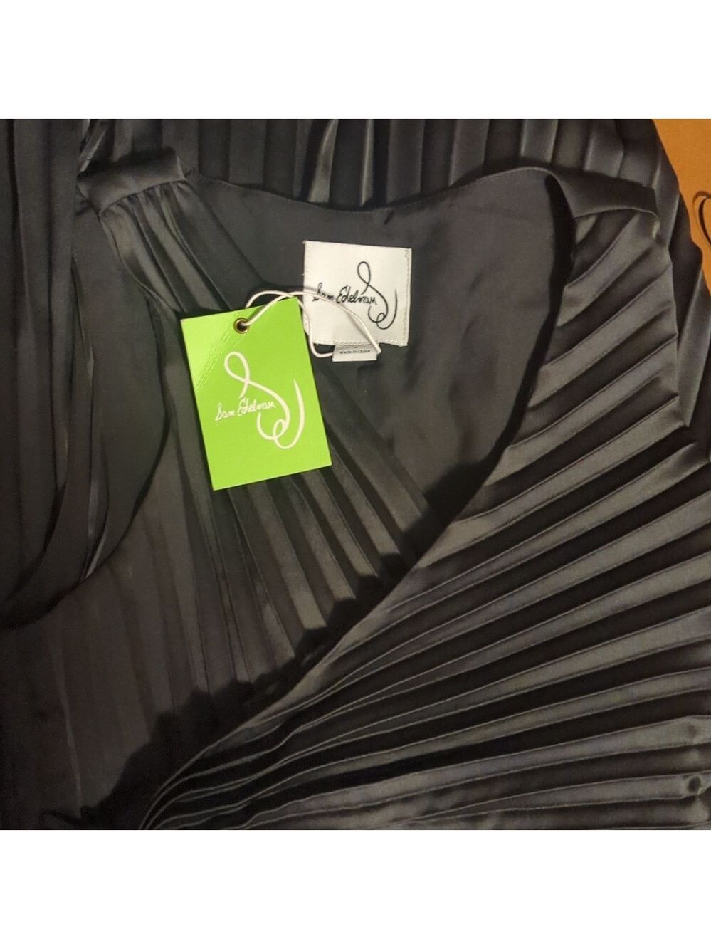 Sam Edelman Pleated Asymmetric Hem Satin Dress - Picture 10 of 12